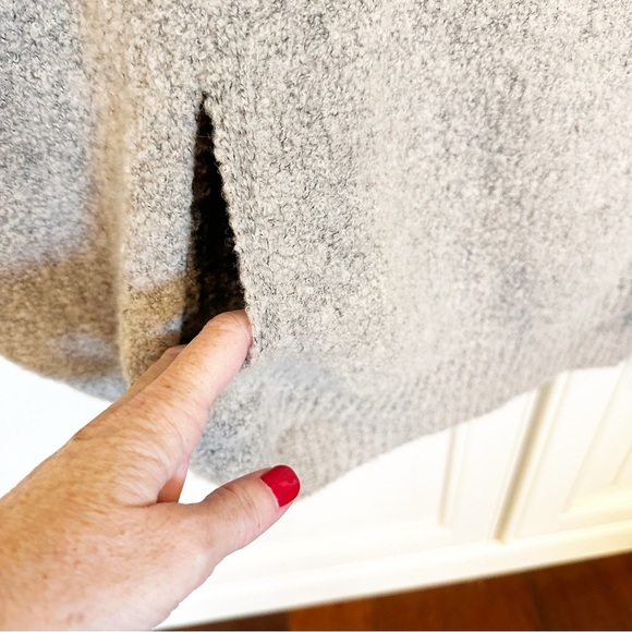 Anthropologie Angel Of The North Womens Boucle Tan Velvet Trim Wool Blend Poncho - Picture 10 of 11